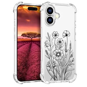 Clear Floral iPhone 16 Plus Phone Case